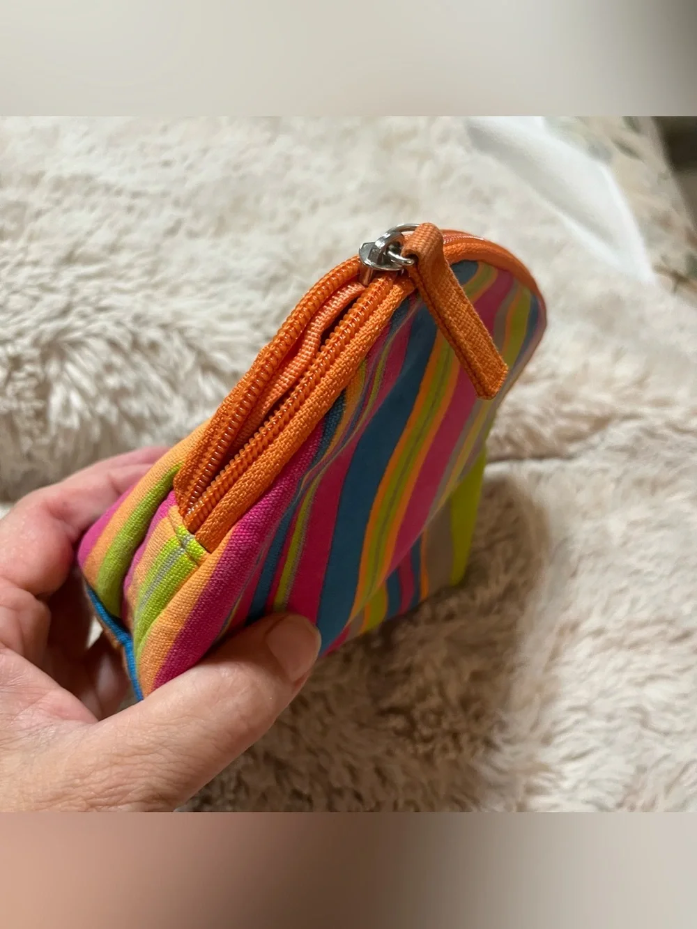 Murad Multicolor Striped Cosmetic Bag - Pink, Blue, Yellow, Green, Orange 02-26